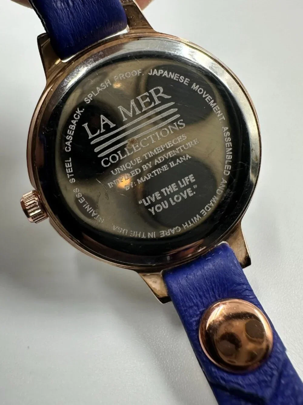 3/$30 La Mer Collection Watch Rose Gold Tone Blue Wrap Around Band  New Battery